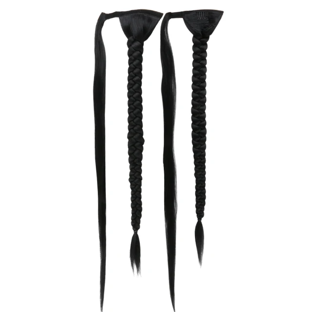 90cm 36inch Super Long Wrap Around Jumbo Pre Braided Ponytail Ombre Brown Blonde Synthetic Hair Extensions #1B