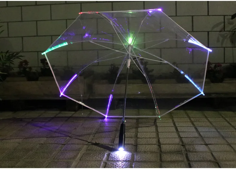 Светодиодный светильник Прозрачный Unbrella для экологичного подарка Сияющие светящиеся Зонты вечерние реквизит для мероприятия зонты с длинной ручкой