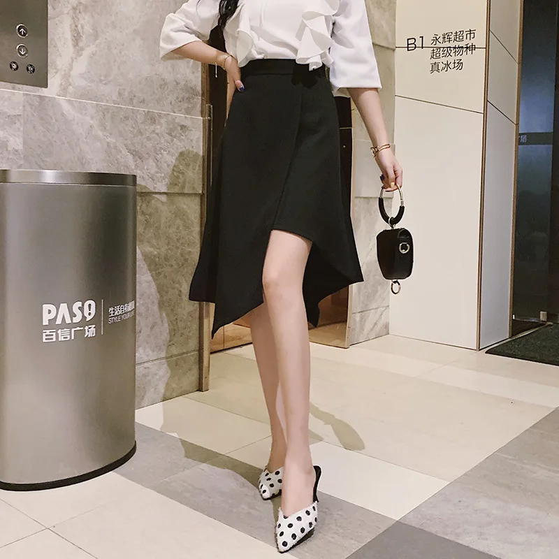 

Photo Shoot Medium-length Dress Irregular Skirt 2020 Spring And Summer Large Size Slim Fit High-waisted Skirt Mid-length A- line