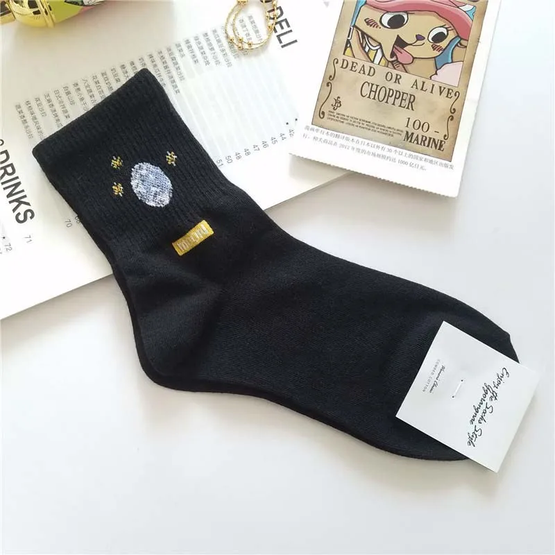 New Winter Cotton Women Space Socks Korea Women's Summer Fashion Astronaut Planet Socks Universe Novelty Short Funny Socks - Цвет: 4