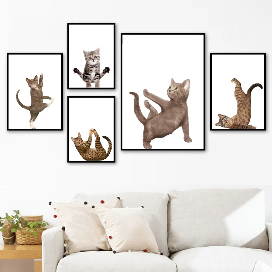 Wall-Art-Canvas-Painting-Funny-Cat-Gymnastics-Kitty-Nordic-Posters-And-Prints-Wall-Pictures-For-Living (1)