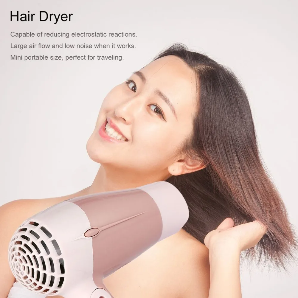 Mini Portable Foldable Handle Compact 1000W Hair Dryer Blow Dryer Hot Wind Low Noise Long Life for Outdoor Travel