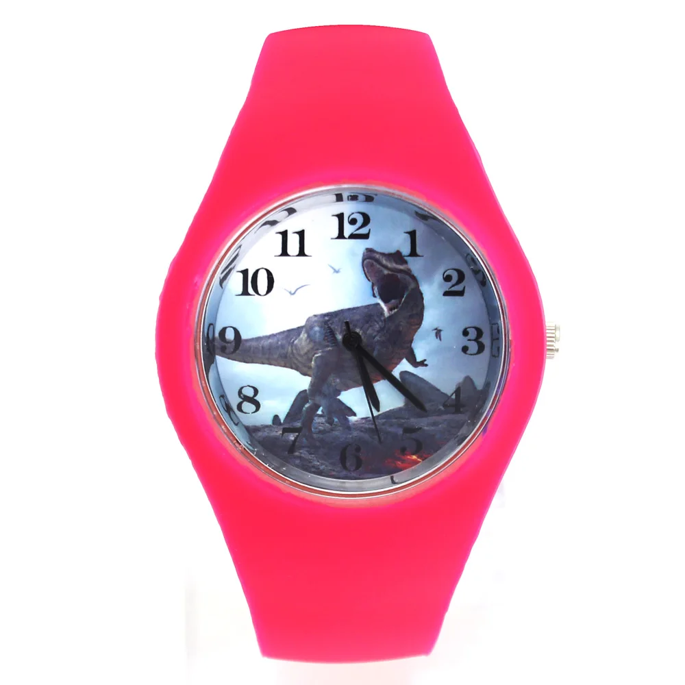 Dinosaur Jurassic Dino Tyrannosaurus Rex Dragon Pattern Men Women Fashion Silicone Band Sport Quartz Wrist Watch 