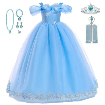

Girls Princess Cinderella Dress Kids Off Shoulder Pageant Ball Gown Dress Kids Costume girls dresses for Wedding Birthday Party