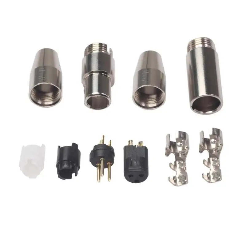 1 Pair Mini 3 Pin XLR Male Female Connector Audio Plug Adapter for Mic Microphone Cable Soldering Straight Silver/Gold Color