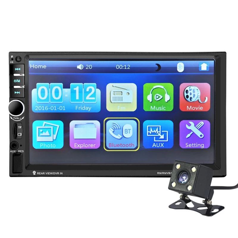 

Double Din 7 inch HD Press Screen Car Radio Receiver, Car MP5 Player Head Unit, Supports Bluetooth Android/iPhone Mirror Link FM