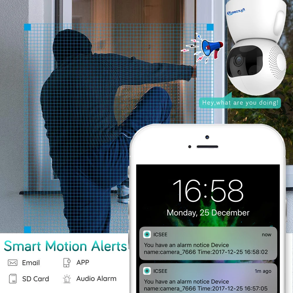  1080p WiFi Camera Smart Wireless Home Security Camera Auto Tracking CCTV Camera Surveillance IP Cam - 4.0002E+12