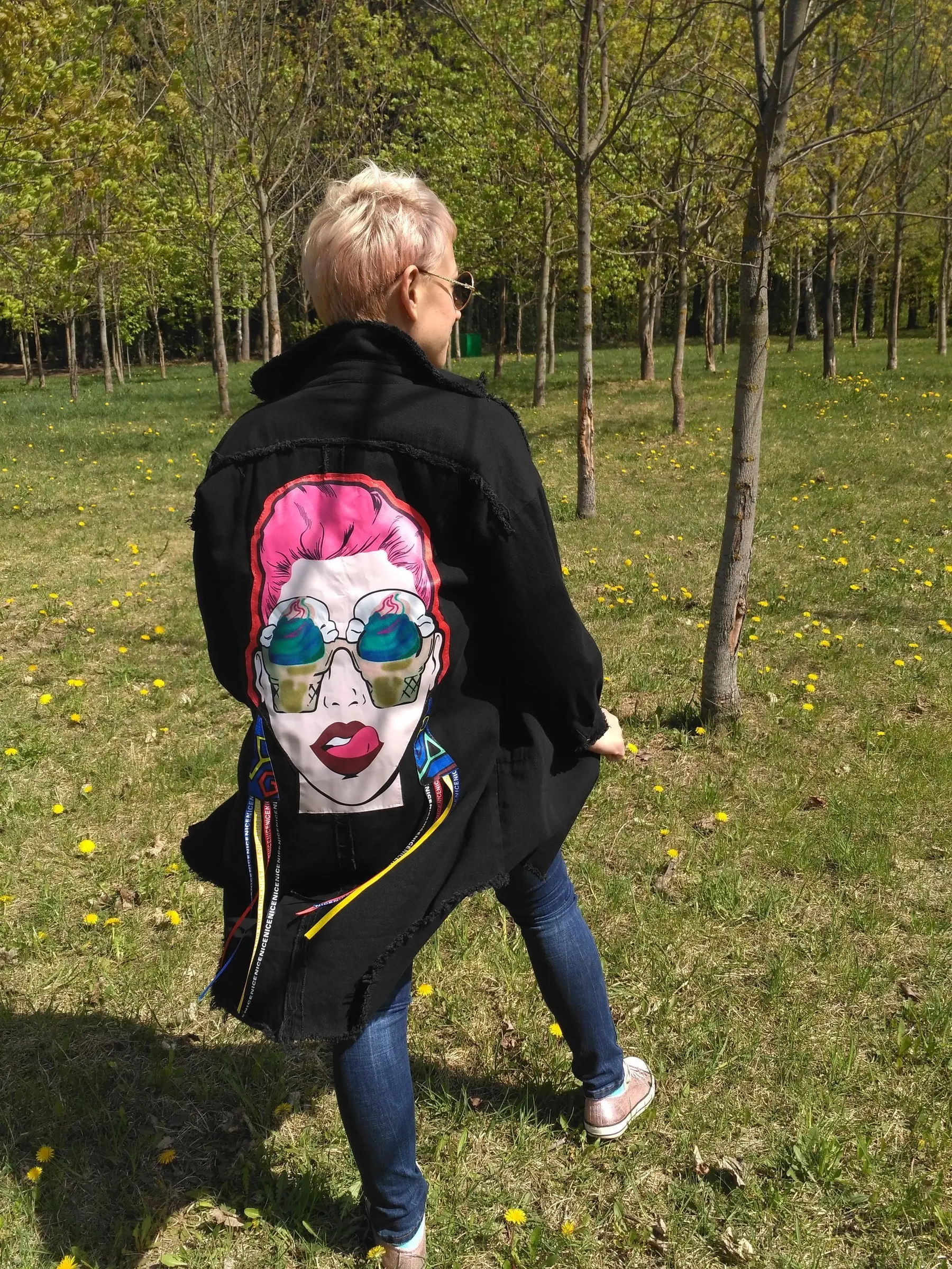 LANMREM весеннее Новое корейское длинное Ковбойское свободное однобортное пальто с принтом и отложным воротником Женская ветровка EF448
