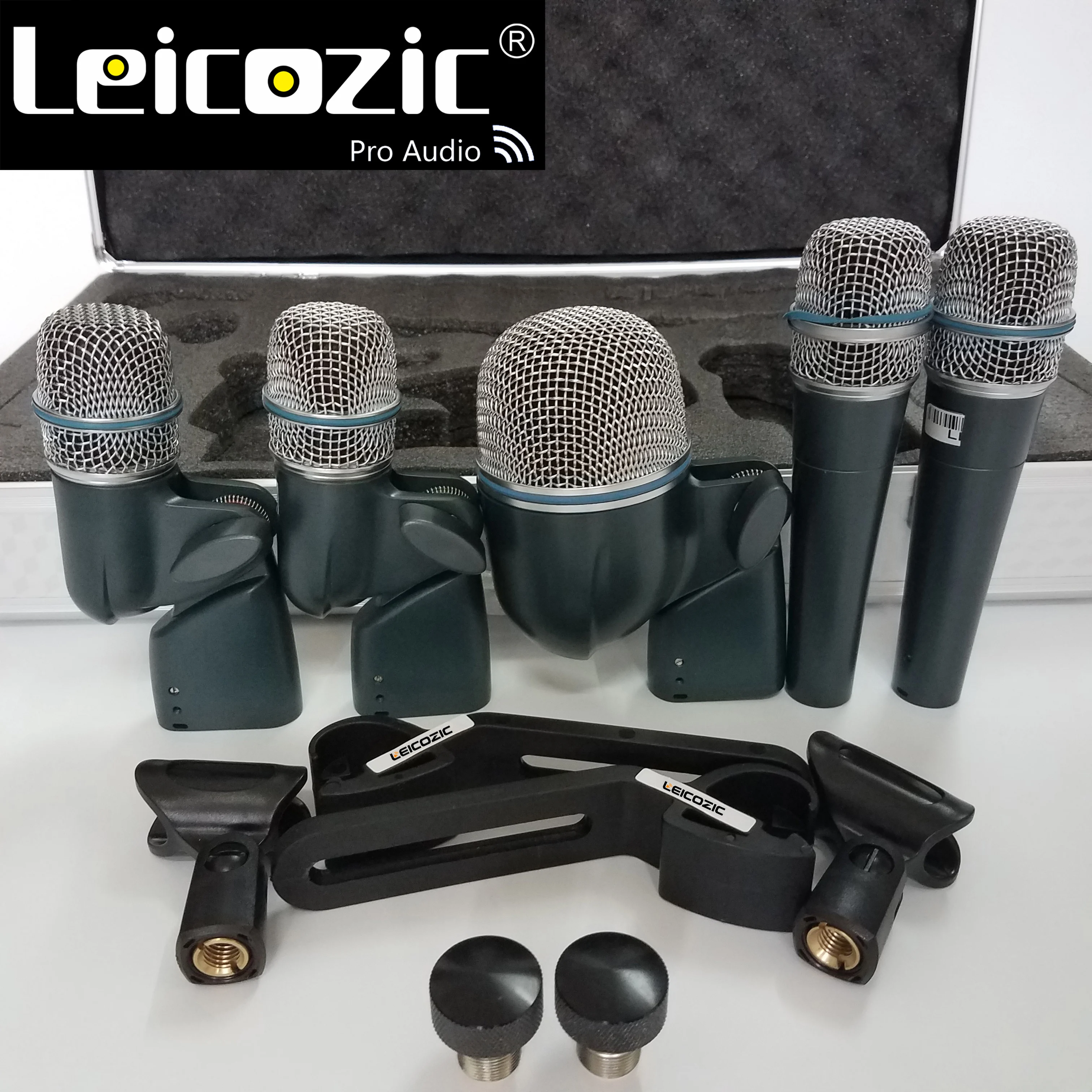 Leicozic-드럼 마이크 키트, 베타 dmk5 드럼 마이크 키트, 악기 2xBeta 57A 1x 베타 52A 2xBeta 56A, 마이크, 악기용 마이크