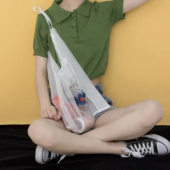 

Women Handbag Portable Embroidery Casual Mesh Shopping Bag for Outdoor Travel H66