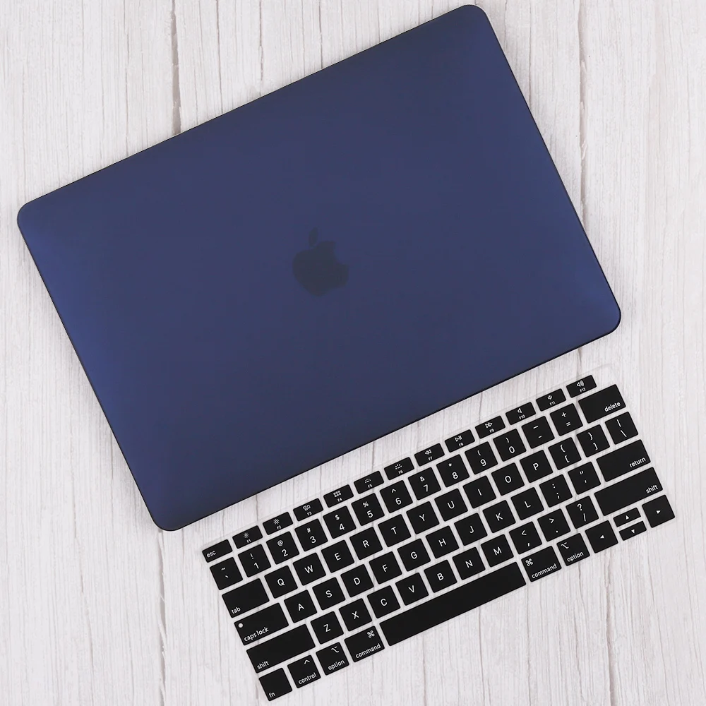 Redlai прозрачный защитный чехол для apple macbook air pro retina 11 13 15 mac 12 с клавиатурой - Цвет: Matte navy