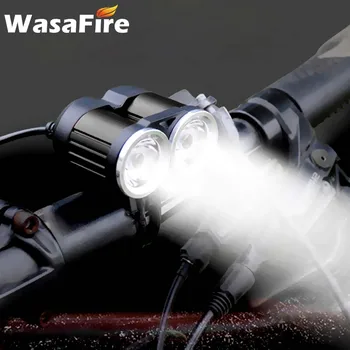 

2000LM 2 x XM-L T6 LED Bicycle Front Lights USB Chargerable Waterproof Bike Headlight Cycling Lamp for Outdoor Night Riding