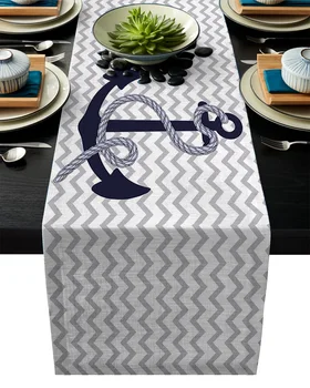 

Ship Anchor Rope Ripple Table Runner Linen Cotton Tablecloth Modern Party Wedding Decor Dinning Table Runners