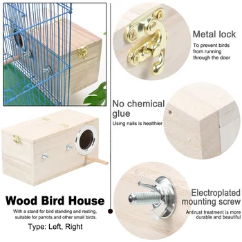 

Nesting Safety Wood Bird House Outdoor Garden Parrot Pet Incubation Breeding Box Yard Home Decor Durable Cage With View Window