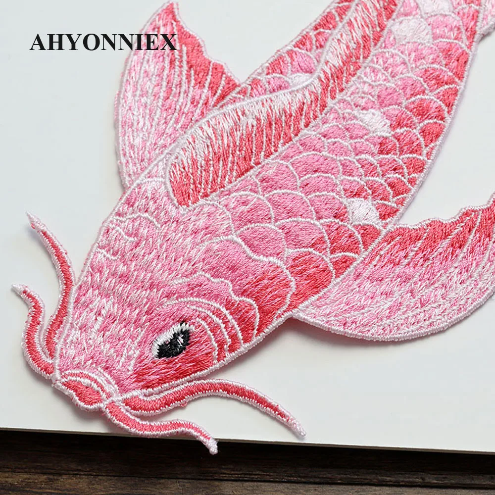 Vibrant Embroidered Fish Applique Patches - Set of 3 for Clothing and DIY Accessories