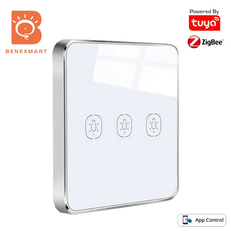

Беспроводной переключатель Benexmart TUYA Zigbee, настенная сенсорная кнопка включения и выключения, несколько способов управления умным домом, 1/2/3 ...