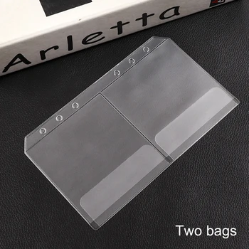 

12pcs/lot PVC Pouch Standard 6 Holes Transparent Card Bills Bags Loose Leaf Plastic Card Holder Pockets Storage Organizer