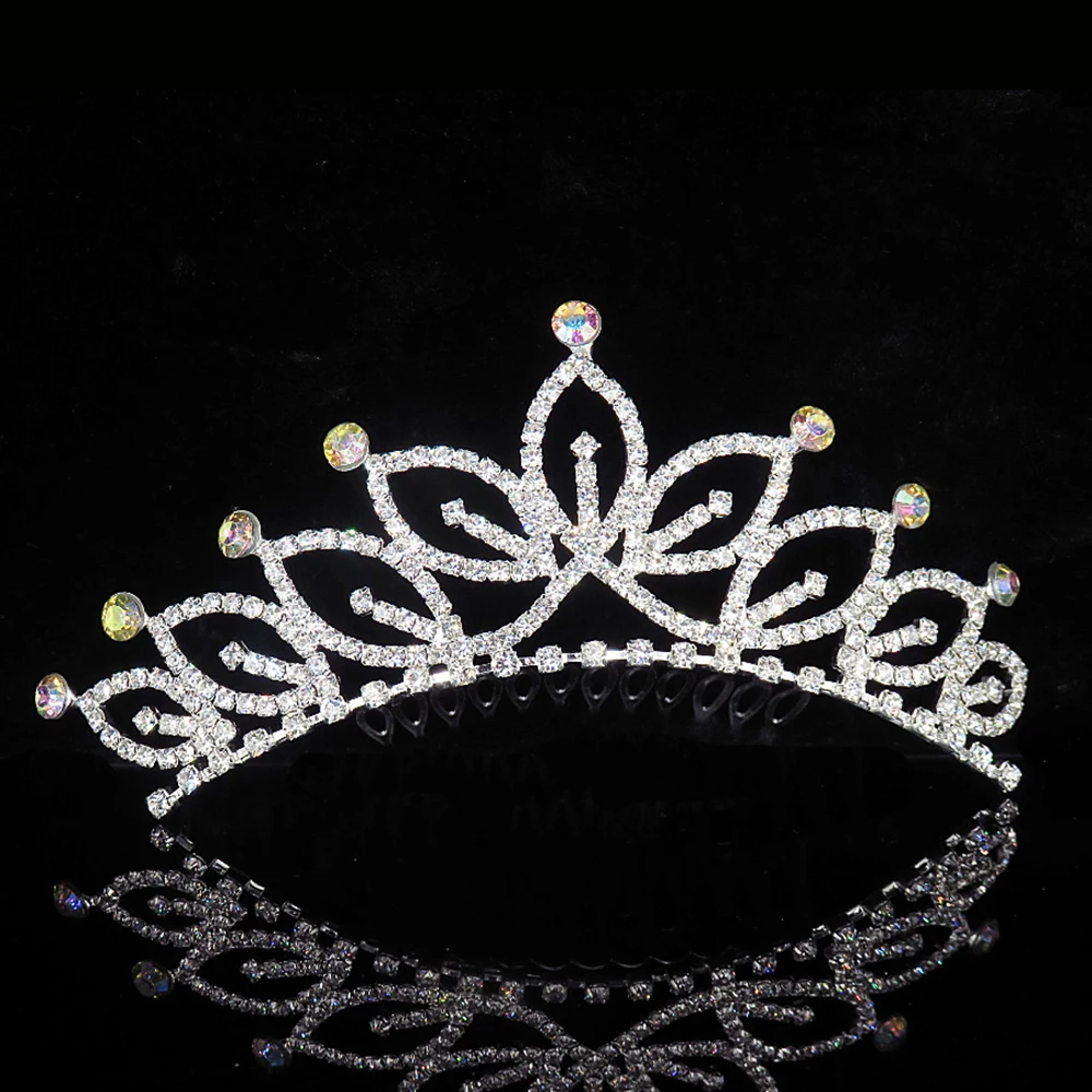 Принцесса Корона для девочек вечерние свадебная корона, диадема хрустальные цветочные свадебные аксессуары для волос и головы Ювелирные изделия Подарки