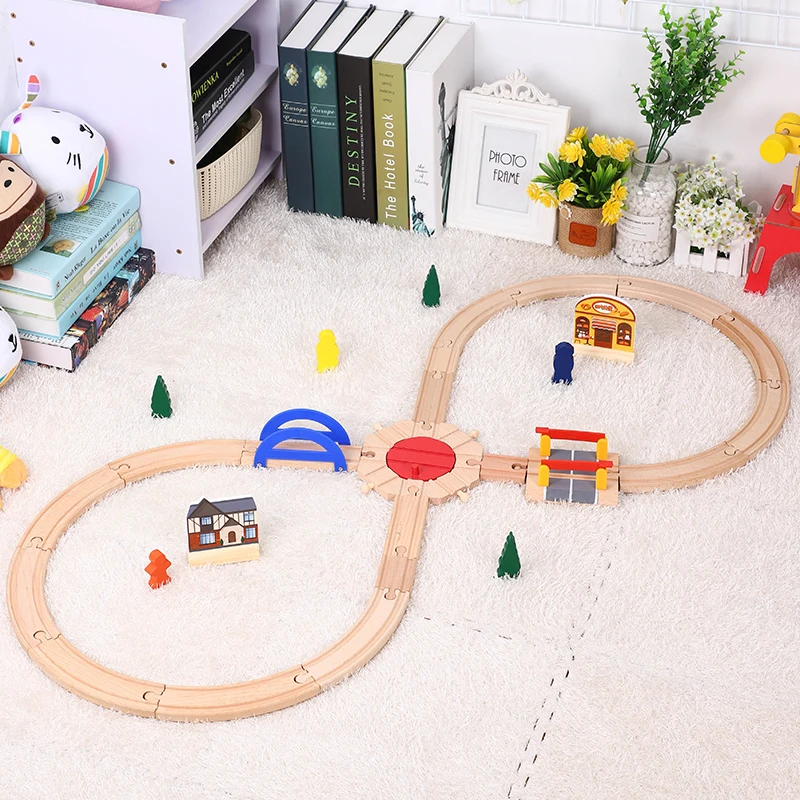 Деревянная железная дорога игрушка простой набор детские игрушки совместимы с основным брендом трековые Блоки обучающие игрушки-пазлы для детей - Цвет: 2