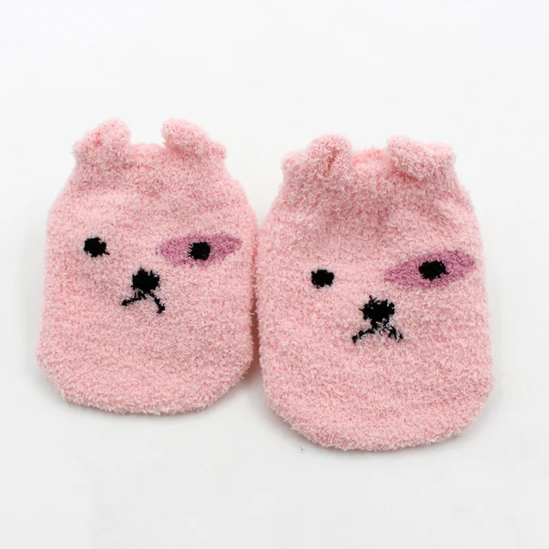 Толстые носки-тапочки из кораллового флиса для малышей теплые зимние носки для маленьких девочек и мальчиков, детские Нескользящие носки с резиновой подошвой