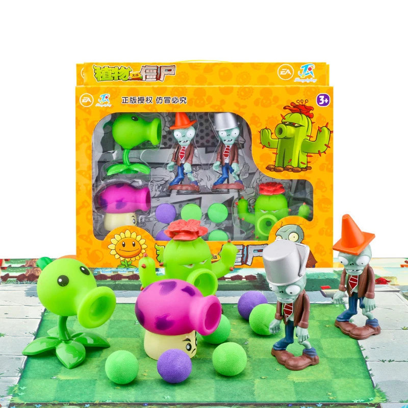 5 개/몫 식물 대 좀비 그림 슈팅 Peashooter Fume shroom Conehead 좀비 어린이 인형 액션 피겨 모델