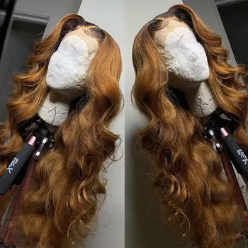 

Ombre Brazilian Colored 13×6 HD Transparent Lace Front Human Hair Wigs for Black Women Loose Deep Wave Frontal Wig Pre Plucked