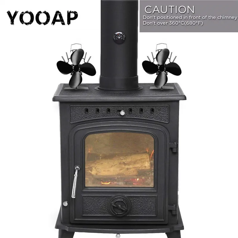2020 Stove fan New Professional fireplace tool kit heat-driven 4-blade furnace fan silent operation  fan for stove
