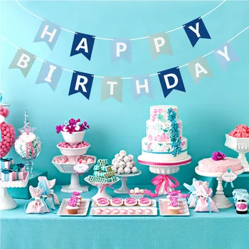 

Happy Birthday Banner Paper Garland Bunting Flags Baby Shower Birthday Decoration First Birthday Boy Girl Party Supplies