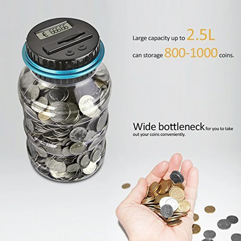 Creative Piggy Bank Counter Coin Electronic Digital LCD Counting Coin Money Saving Box Jar Coins Storage Box For USD EURO Money