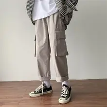 InsKorean джоггеры брюки уличная Мужская Хип-бедра мешковатые брюки карго Zipper пэчворк повседневные шаровары Хип-хоп спортивные брюки