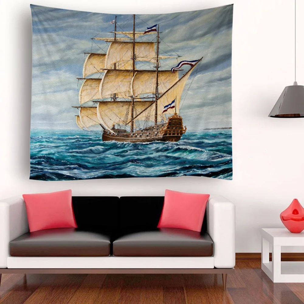 

Sailboat Tapestry Wall Hanging Scenery Tapestries Seaside Sunset Forest Tapestry Wall Decora for Bedroom Living Room Dorm