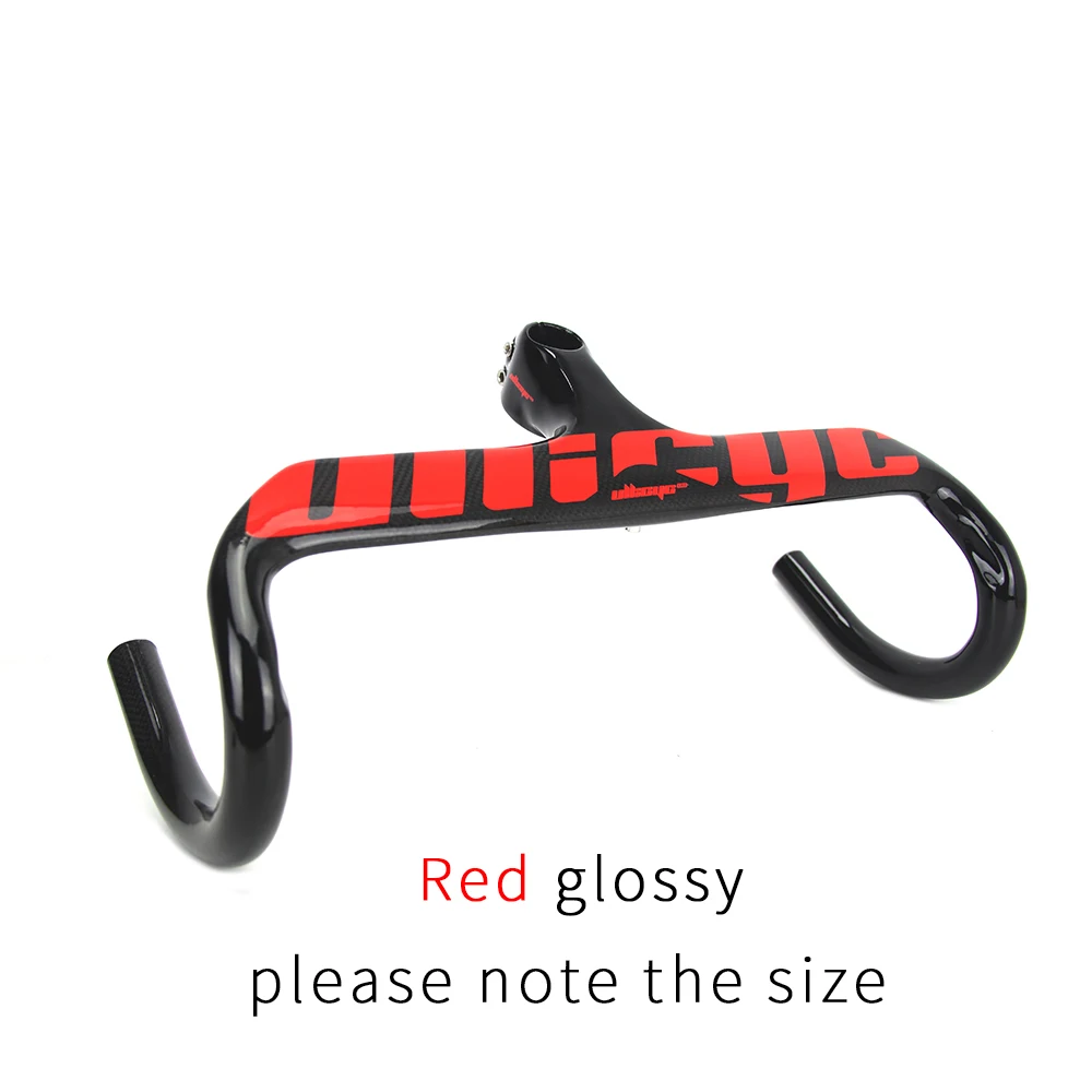 red glossy ULLICYC велосипед дороги углерода руль велосипеда ручка бар ультра легкий Интегрированный руль и стволовых углерода руль 353g YT500 - Цвет: red glossy