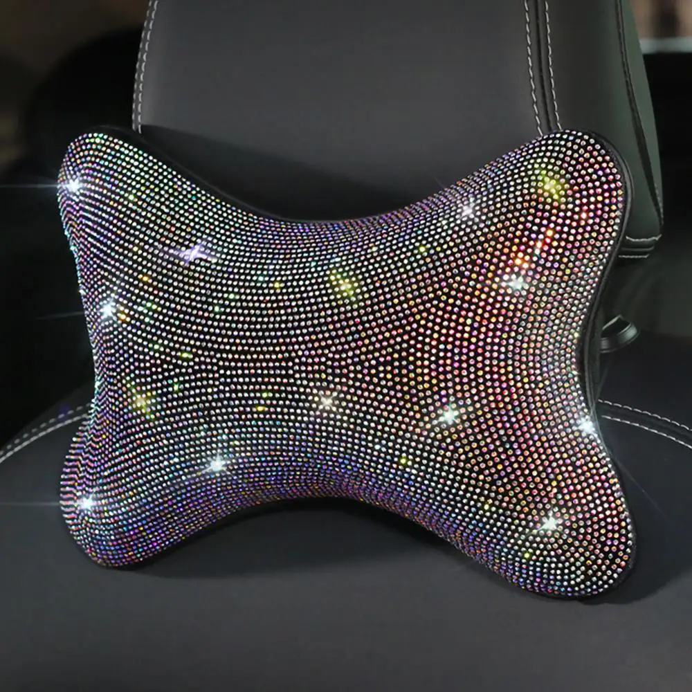 

Bling Rhinestones Diamond Car Seat Neck Rest Pillow Luster Crystal Headrest Head Support Car Decor Accessories