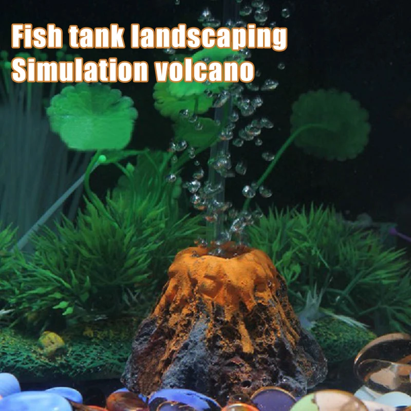 Resin Volcano Decoration Fish Tank Landscaping Ornamental Rockery Simulation Volcano Fish Tank