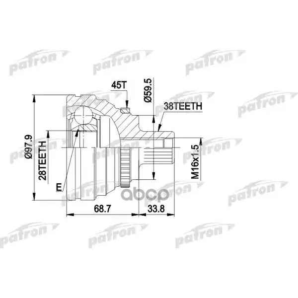 Шрус Наружн К-Кт Audi: S6 4.2quattro Ркпп/Акпп(213kw) 06.94-12.97, С Abs 45 PATRON арт. PCV1277