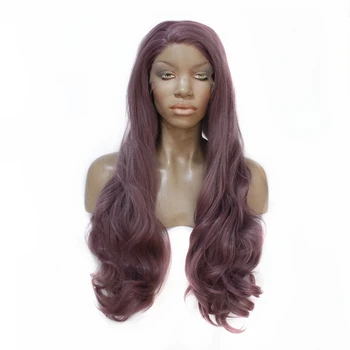 

Body Wavy Synthetic Lace Front Wig Side Part Long Wavy Purple Hair Glueless Heat Resistant Female Wigs Fashion Style
