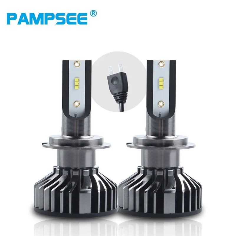 PAMPSEE H7 светодиодный фары лампы H4 светодиодный H1 H3 H8 H11 9005 HB3 9006 HB4 9007 чипы ZES 12000LM 6500K 12V 24V Авто Противо-Туманная фара автомобиля лампа
