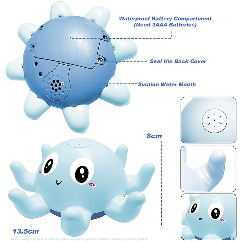 Baby Bath Toys Spray Water Shower Bathing Toys for Kids Electric Whale Bath Ball with Light Music LED Light Toys ool Bathtub Toy 4