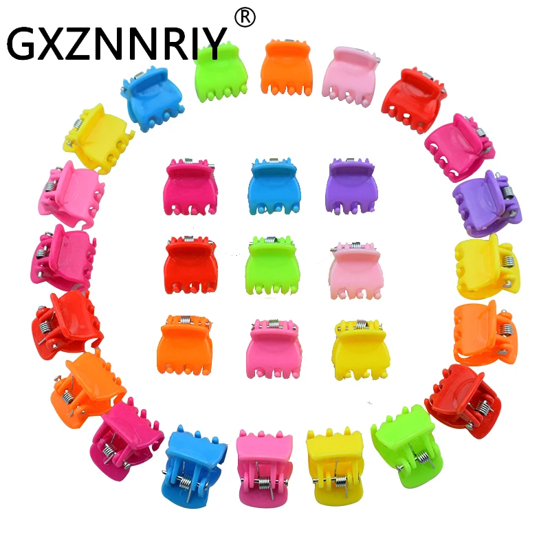 

Fashion 1.5cm Hair Claw Clips for Girls Hair Accessories Women 50pcs/pack Mix Color Plastic Claws Clip Baby Kids Hairclips Gifts