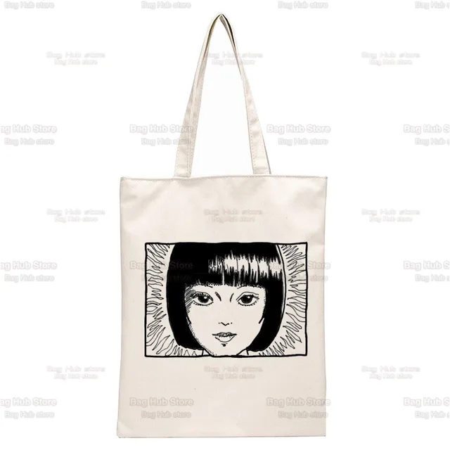 Japan Manga Junji Ito Tomie Shintaro Kago Graphic Hipster Cartoon Print Shopping Bags Girls Fashion Casual Pacakge Hand Bag N2257J