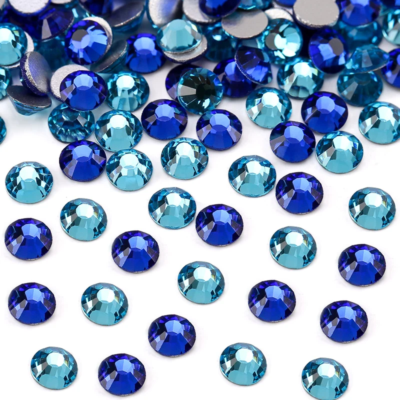 QIAO Blue Series Rhinestones Flatback Crystal Strass Diamond Gems Nail  Rhinestones for Clothing Decorations Crystal Accessories