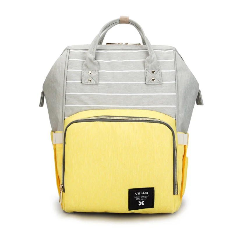 Рюкзак Mochila Land, сумка для подгузников, водонепроницаемая сумка для мамы, Большая вместительная Детская сумка, органайзер для ухода за ребенком, сумка для подгузников - Цвет: Striped yellow