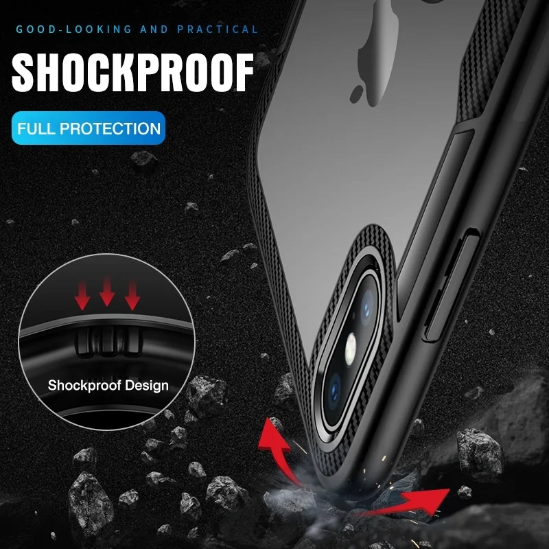 Прозрачный чехол для телефона iPhone XS металлический кольцевой держатель ПК