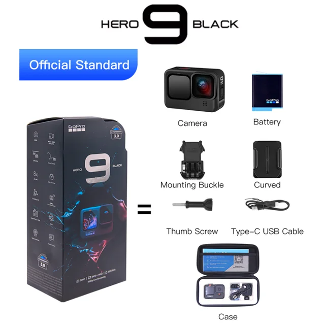 Gopro Hero 9 Black Underwater Action Camera 4k 5k With Color Front Screen Sports Cam mp Photos Live Streaming Pk Gopro Hero 5 Sports Action Video Camera Aliexpress