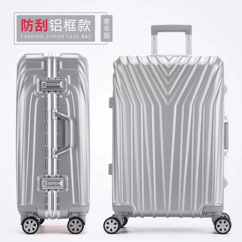 Aluminum frame Новая мода тележка чемодан spinner носить на путешествия костюм чехол пароль Универсальный колеса Чехол чемодан класса люкс - Цвет: Aluminum frame