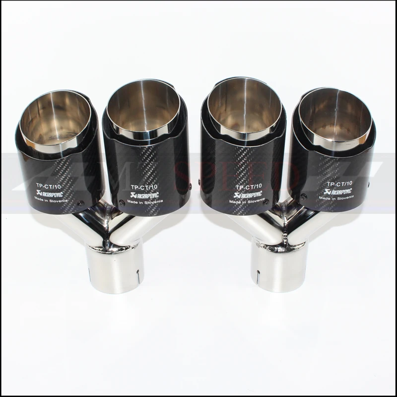 Универсальный 304 полированный и глянцевый из нержавеющей стали углеродное волокно y-типа двойной выход прямой край выхлопной трубы