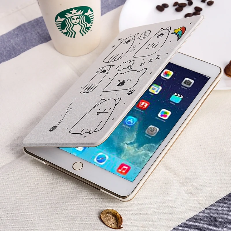 Автоматический будильник смарт-чехол с подставкой для Планшеты ipad Mini1 на возраст 2, 3, 4, 5, ipad air 2 3 pro 10,5 Мультфильм защитный чехол для ipad 2, 3, 4 18 9,7