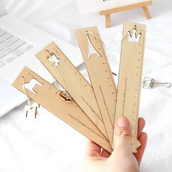 

1 Pcs Cartoon 15cm Animal Horse Bear Crown Flower Tower Pendant Wooden Straight Rulers Bookmark Drawing Korean Stationery Gifts