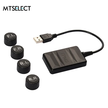 

USB Android TPMS Car Tire Pressure Monitor with 4 External Sensors 116 psi Monitoring Alarm System 5V Wireless Transmission TPMS