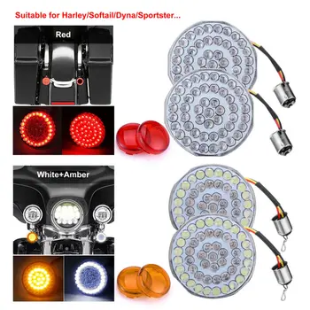 

Front&Rear Turn Signal Light Bullet Red ABS Waterproof + Cover Motorcycle